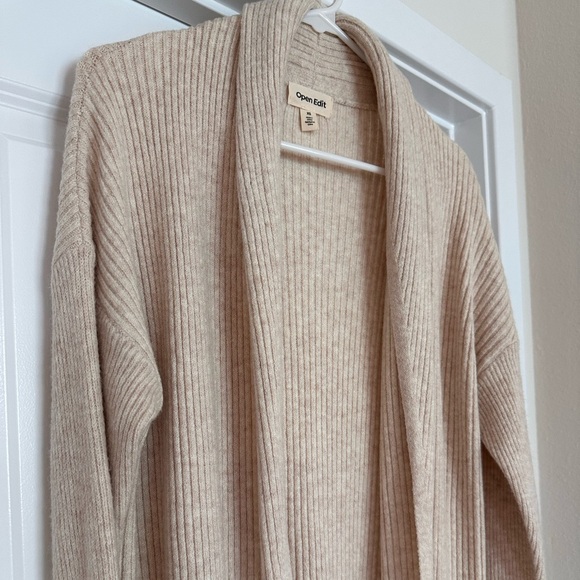 Open Edit Light Beige Longline Shawl Collar Cardigan (Size XS) - Picture 3 of 8